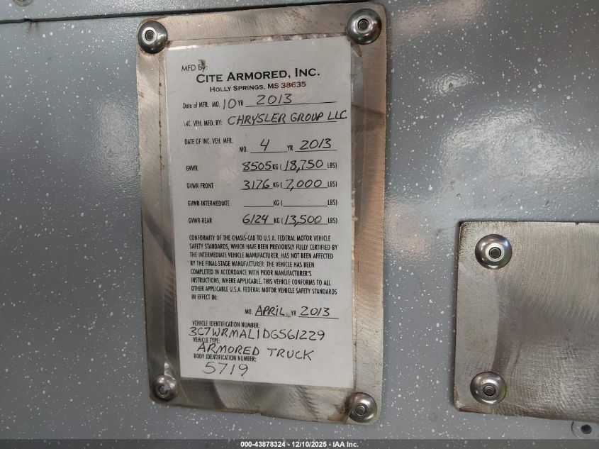 2013 Ram 5500 Chassis Tradesman/Slt VIN: 3C7WRMAL1DG561229 Lot: 43878324