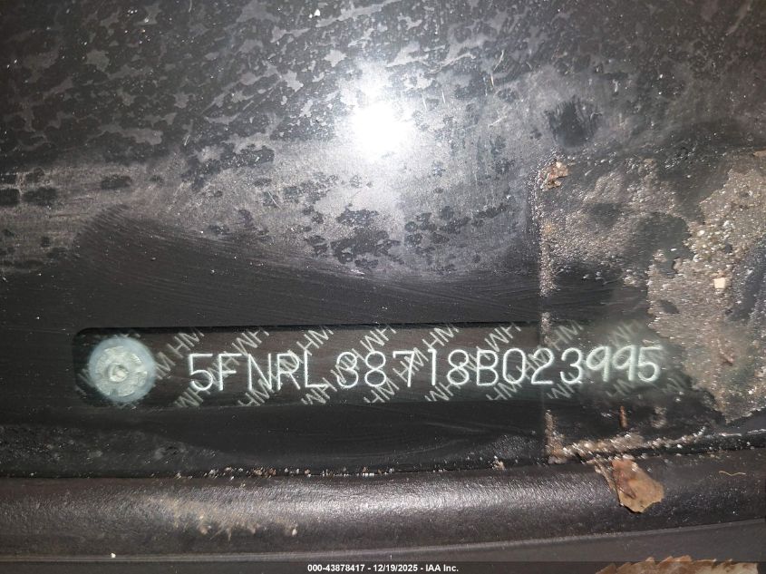 2008 Honda Odyssey Ex-L VIN: 5FNRL38718B023995 Lot: 43878417