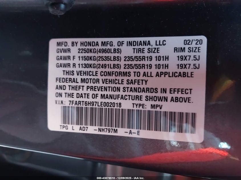 7FART6H97LE002018 2020 HONDA CR-V photo no. 9