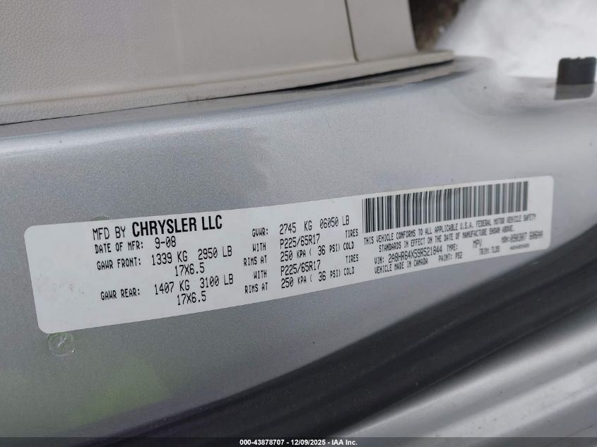 2009 Chrysler Town & Country Limited VIN: 2A8HR64X59R521844 Lot: 43878707