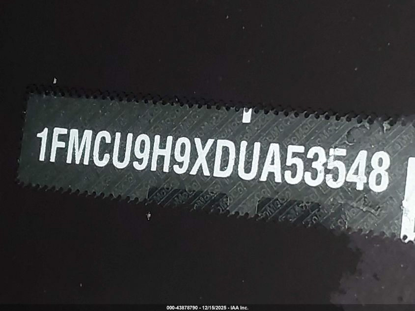 2013 Ford Escape Sel VIN: 1FMCU9H9XDUA53548 Lot: 43878790