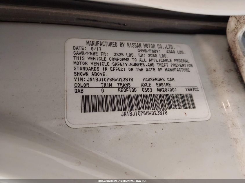 2017 Nissan Rogue Sport Sv VIN: JN1BJ1CP6HW023878 Lot: 43878829