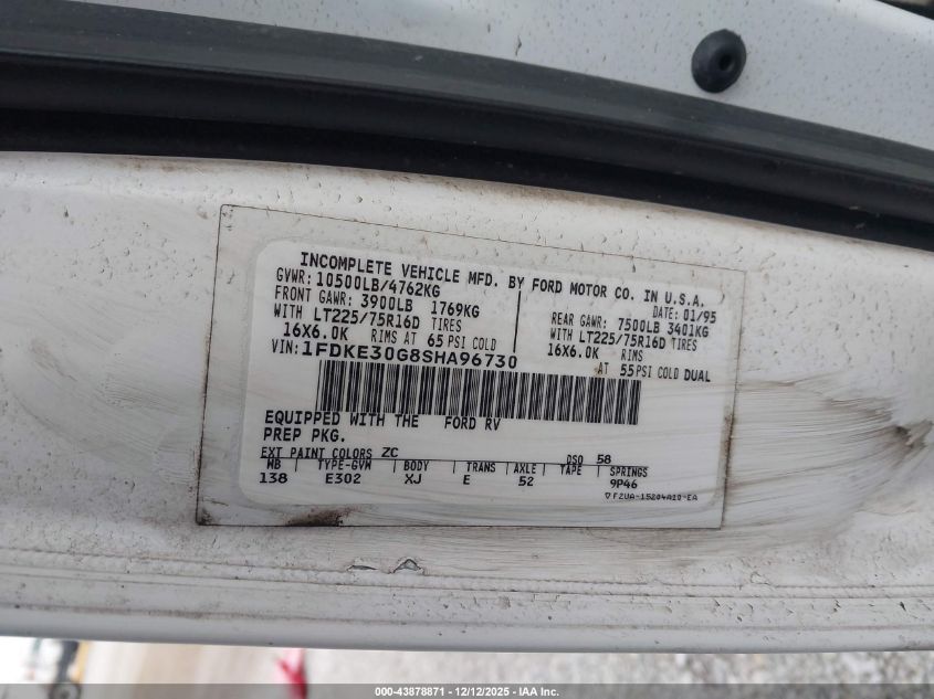 1995 Ford Econoline E350 Cutaway Van VIN: 1FDKE30G8SHA96730 Lot: 43878871