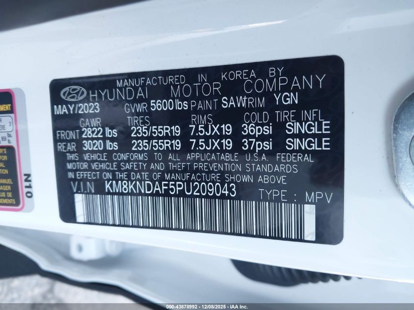 2023 Hyundai Ioniq 5 Sel VIN: KM8KNDAF5PU209043 Lot: 43878992