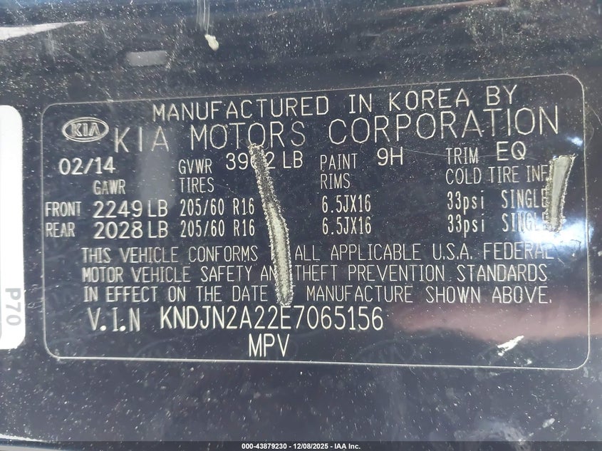 KNDJN2A22E7065156 2014 KIA SOUL photo no. 9