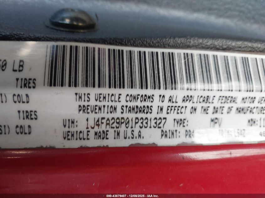 2001 Jeep Wrangler Se VIN: 1J4FA29P01P331327 Lot: 43879407