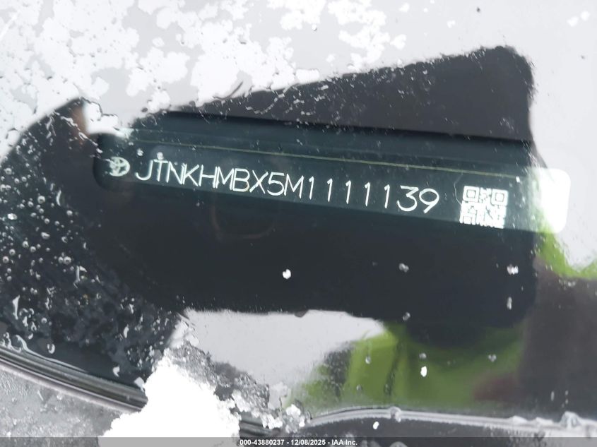 2021 Toyota C-Hr Xle VIN: JTNKHMBX5M1111139 Lot: 43880237