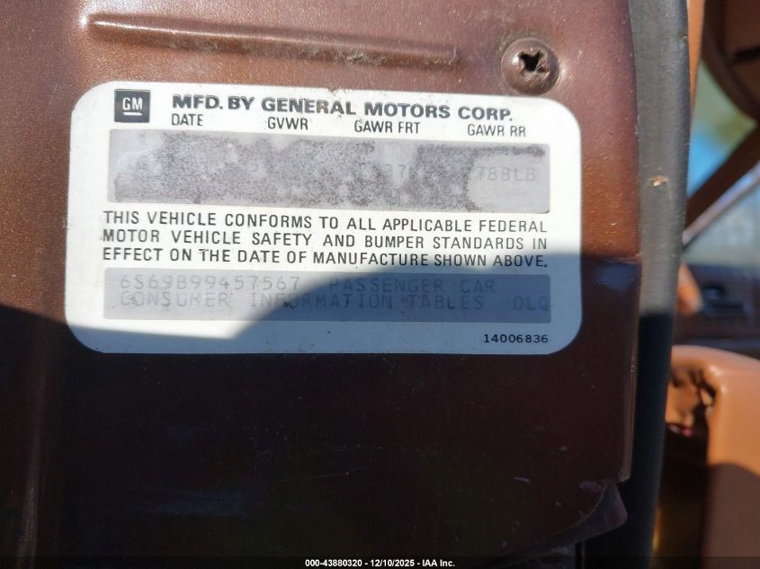 1978 Cadillac Seville VIN: 6S69B99457567 Lot: 43880320