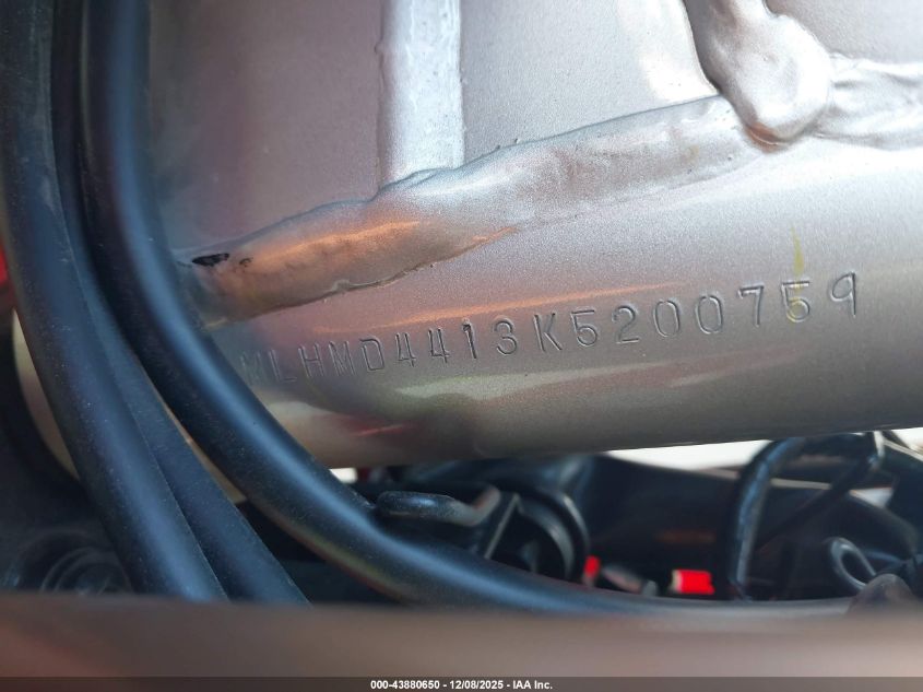 2019 Honda Crf250 L VIN: MLHMD4413K5200759 Lot: 43880650
