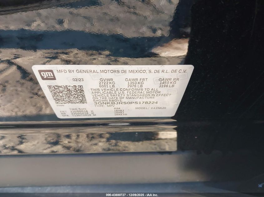 2023 Chevrolet Blazer Awd 3Lt VIN: 3GNKBJRSOPS178224 Lot: 43880727