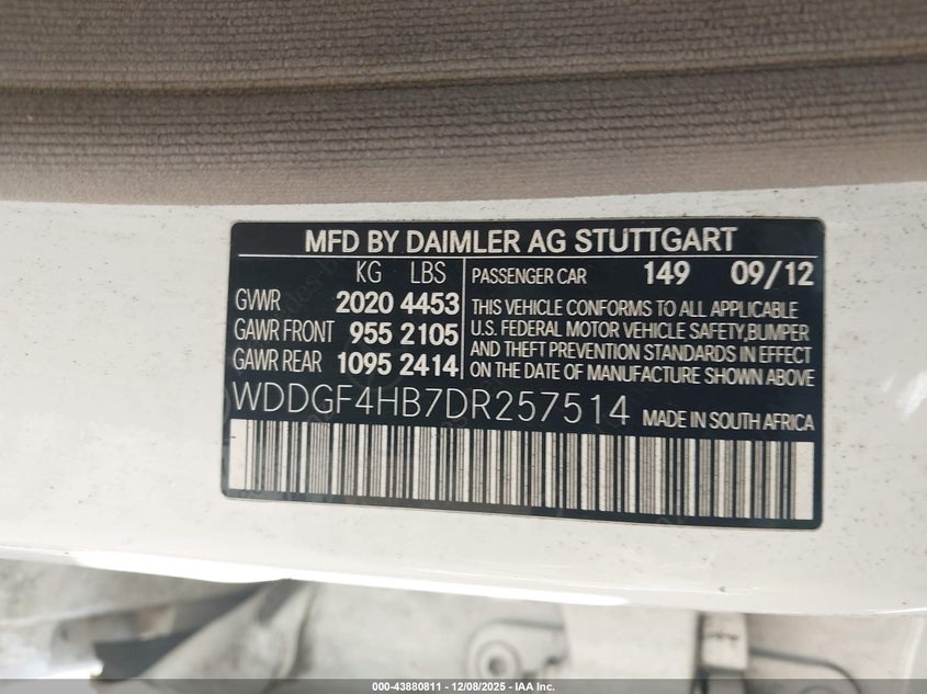 WDDGF4HB7DR257514 2013 MERCEDES-BENZ C-KLASSE photo no. 9