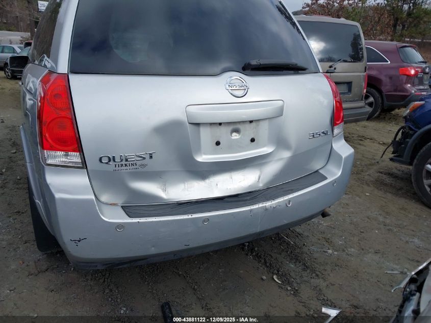 2004 Nissan Quest 3.5 Sl VIN: 5N1BV28U34N312539 Lot: 43881122