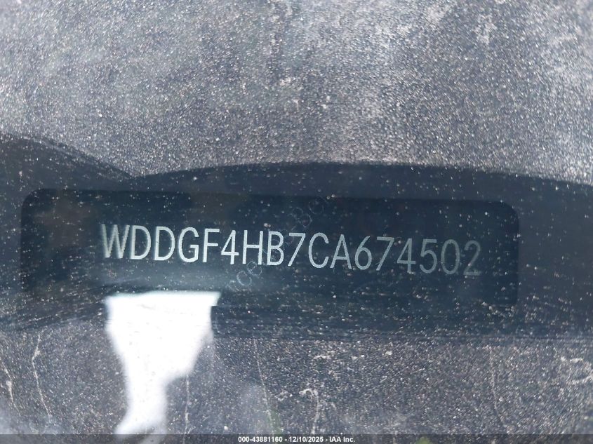 2012 Mercedes-Benz C 250 Luxury/Sport VIN: WDDGF4HB7CA674502 Lot: 43881160