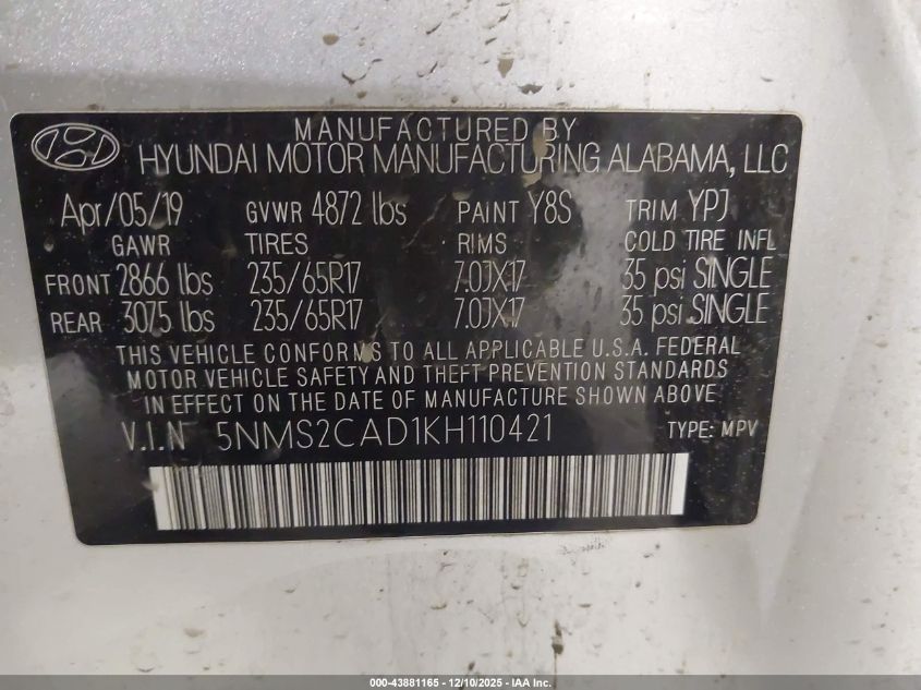 2023 Hyundai Santa Fe Sel VIN: 5NMS2DAJ2PH559559 Lot: 43881165