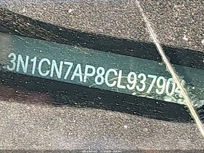 2012 Nissan Versa 1.6 Sv VIN: 3N1CN7AP8CL937904 Lot: 43881432