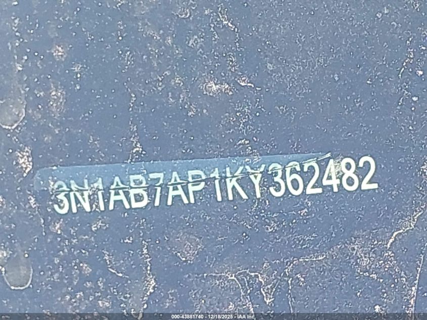 2019 Nissan Sentra Sv VIN: 3N1AB7AP1KY362482 Lot: 43881740