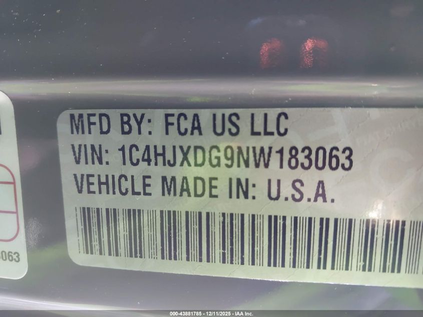 2022 Jeep Wrangler Unlimited Sport S 4X4 VIN: 1C4HJXDG9NW183063 Lot: 43881785