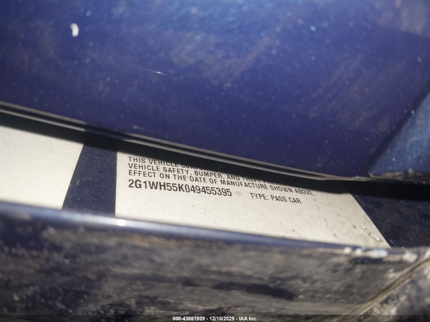 2004 Chevrolet Impala Ls VIN: 2G1WH55K049455395 Lot: 43881939