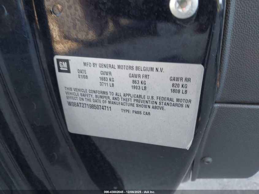 2008 Saturn Astra Xr VIN: W08AT271985074711 Lot: 43882045