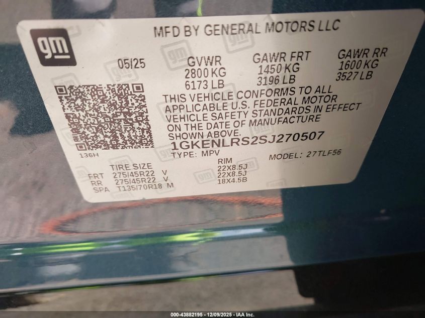 2025 GMC Acadia Fwd Denali VIN: 1GKENLRS2SJ270507 Lot: 43882195
