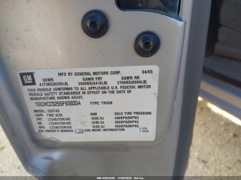 1GCHC23255F930354 2005 CHEVROLET SILVERADO photo no. 9