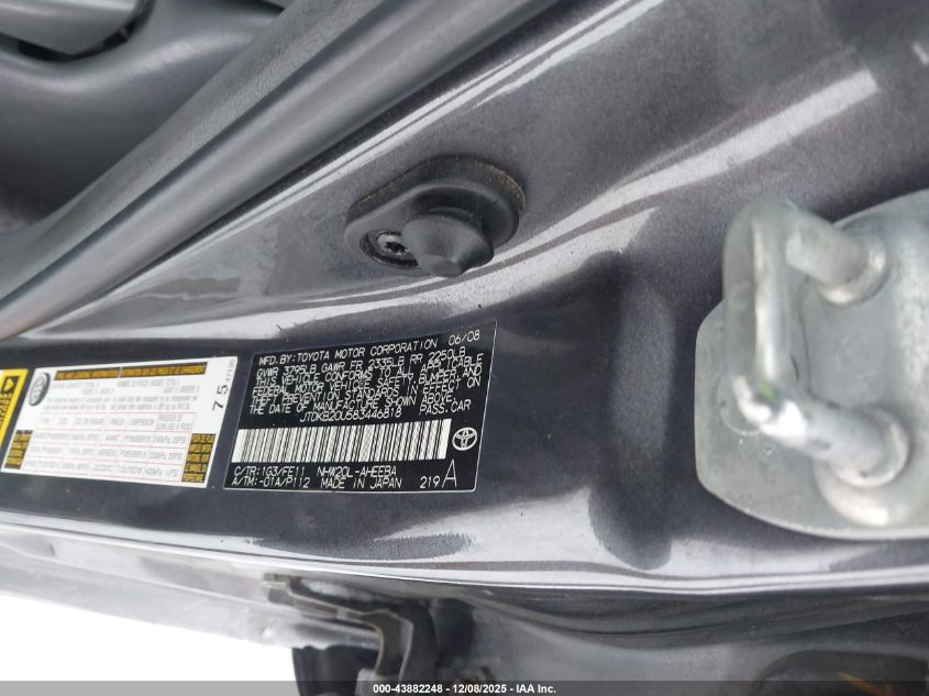 2008 Toyota Prius VIN: JTDKB20U583446818 Lot: 43882248