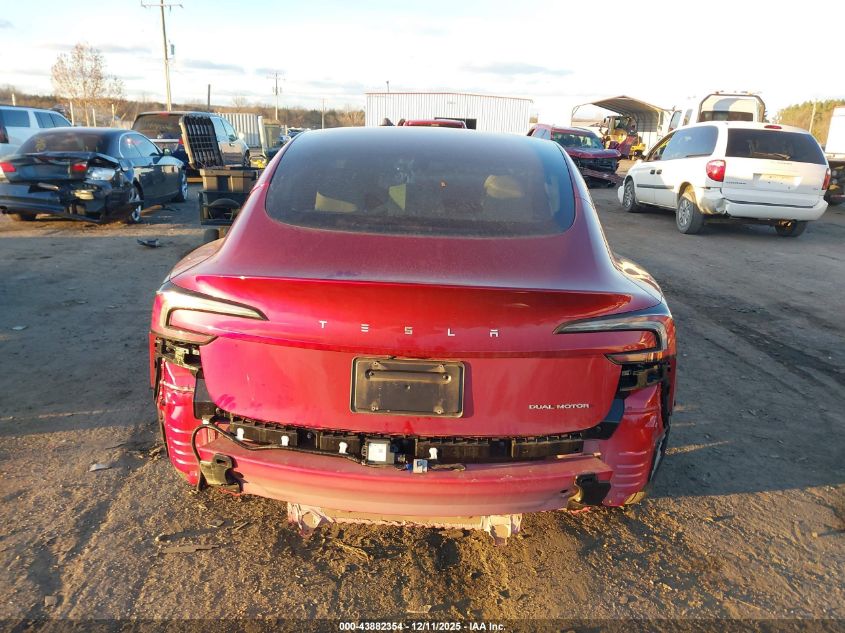 2024 Tesla Model 3 Long Range Dual Motor All-Wheel Drive VIN: 5YJ3E1EB5RF821303 Lot: 43882354