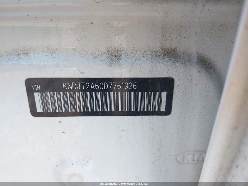 2013 Kia Soul + VIN: KNDJT2A60D7761926 Lot: 43882945