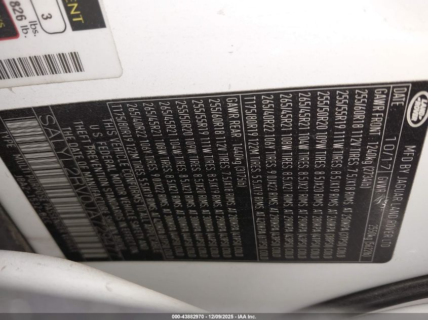 2018 Land Rover Range Rover Velar P380 Se R-Dynamic VIN: SALYL2RV0JA729477 Lot: 43882970