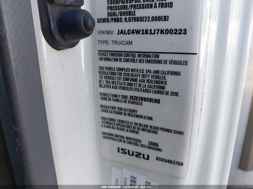 2018 Isuzu Npr Xd VIN: JALC4W161J7K00223 Lot: 43883099