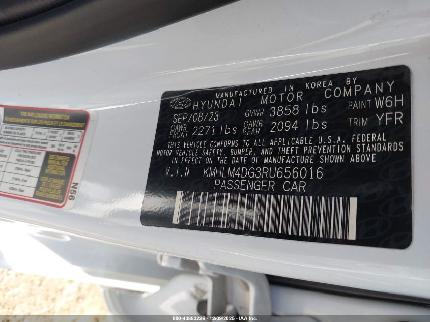 2024 Hyundai Elantra Sel VIN: KMHLM4DG3RU656016 Lot: 43883226