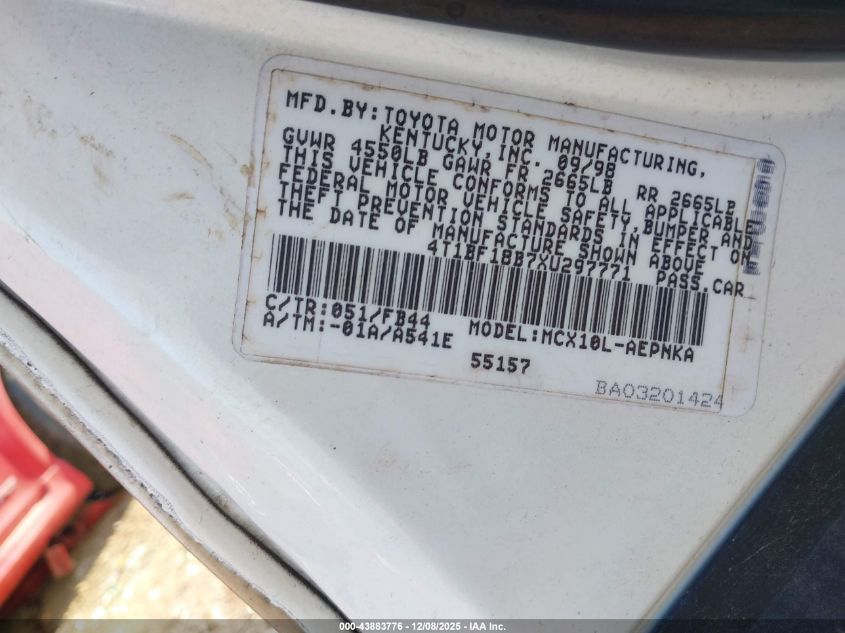 1999 Toyota Avalon Xl VIN: 4T1BF18B7XU297771 Lot: 43883776