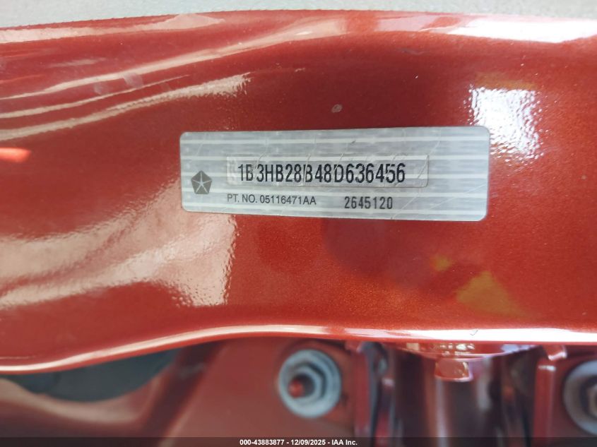 2008 Dodge Caliber Se VIN: 1B3HB28B48D636456 Lot: 43883877