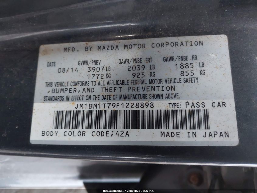 2015 Mazda Mazda3 I Sv VIN: JM1BM1T79F1228898 Lot: 43883966