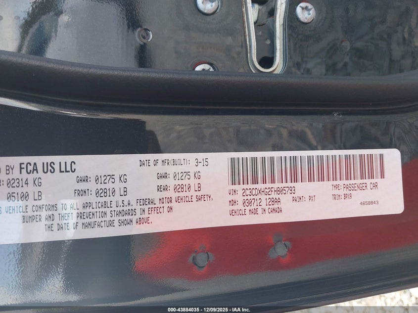 2C3CDXHG2FH805793 2015 DODGE CHARGER photo no. 9