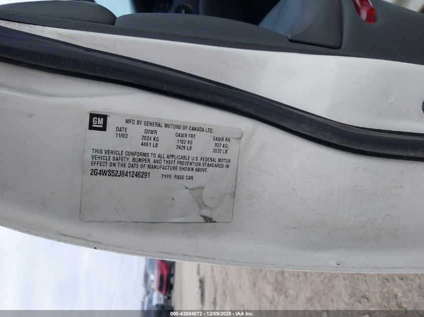 2004 Buick Century VIN: 2G4WS52J841246291 Lot: 43884072