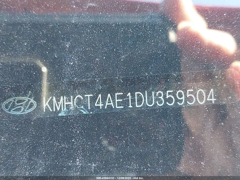 2013 Hyundai Accent Gls VIN: KMHCT4AE1DU359504 Lot: 43884153