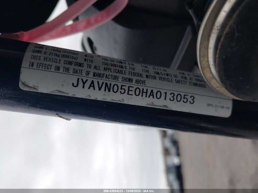 2017 Yamaha Xvs950 Cu/Cuc VIN: JYAVN05E0HA013053 Lot: 43884223