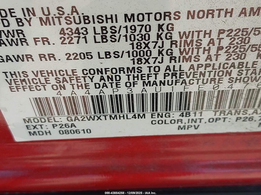 4A4AP3AU1FE047643 2015 MITSUBISHI OUTLANDER photo no. 9
