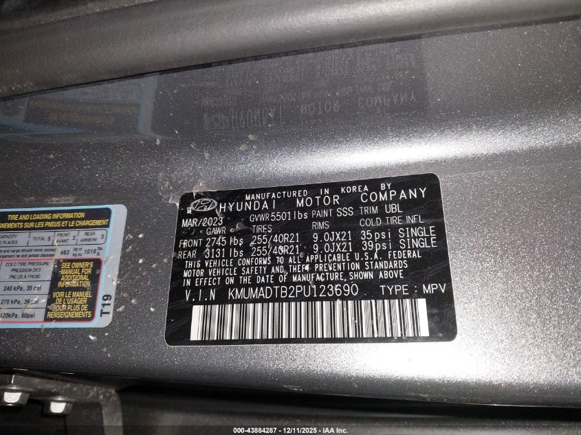 2023 Genesis Gv70 2.5T Awd VIN: KMUMADTB2PU123690 Lot: 43884287