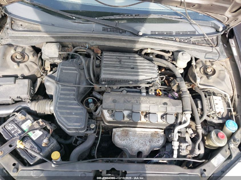 2001 Honda Civic Ex VIN: 2HGES26791H591511 Lot: 43884385