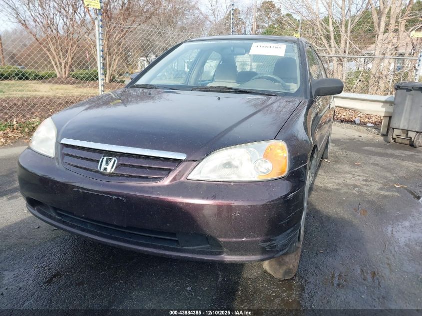 2001 Honda Civic Ex VIN: 2HGES26791H591511 Lot: 43884385