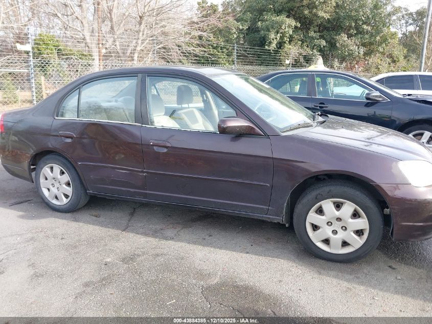 2001 Honda Civic Ex VIN: 2HGES26791H591511 Lot: 43884385