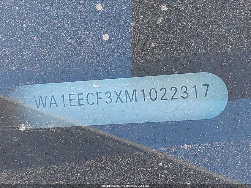 2021 Audi Q3 Premium Plus 45 Tfsi S Line Quattro Tiptronic VIN: WA1EECF3XM1022317 Lot: 43884513