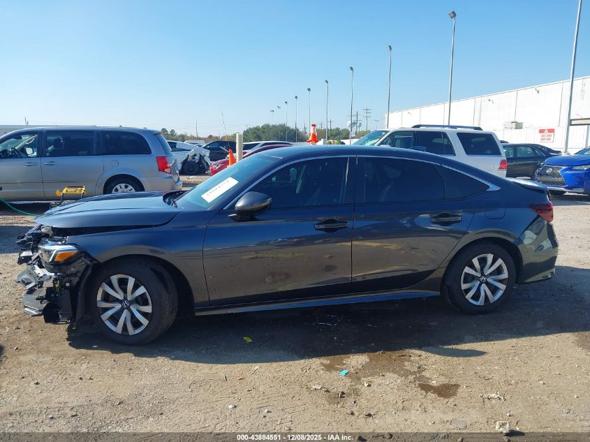 2025 Honda Civic Lx VIN: 2HGFE2F24SH596195 Lot: 43884551