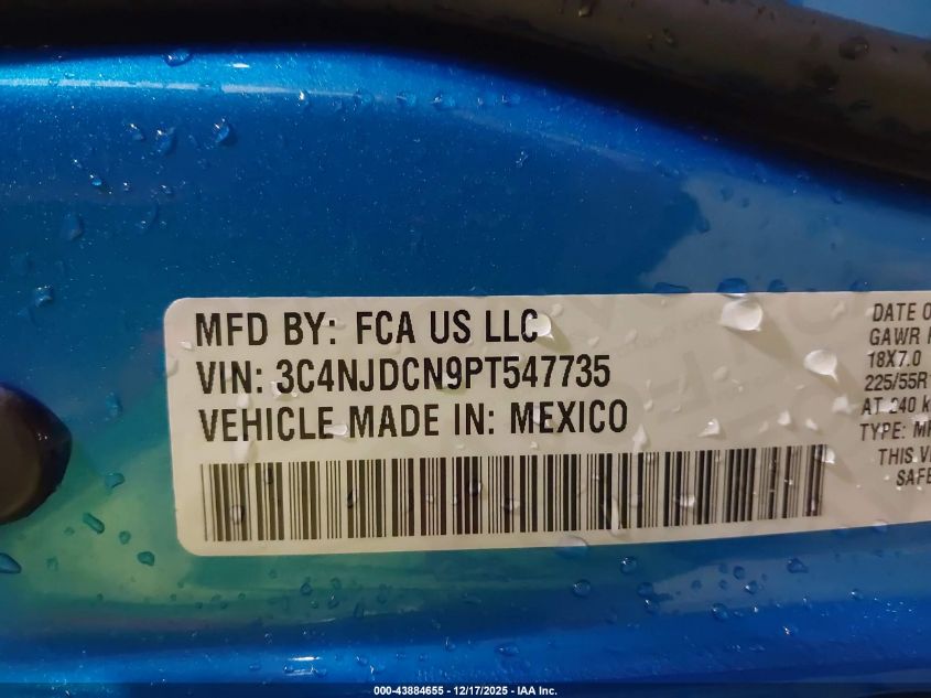 2023 Jeep Compass Limited 4X4 VIN: 3C4NJDCN9PT547735 Lot: 43884655