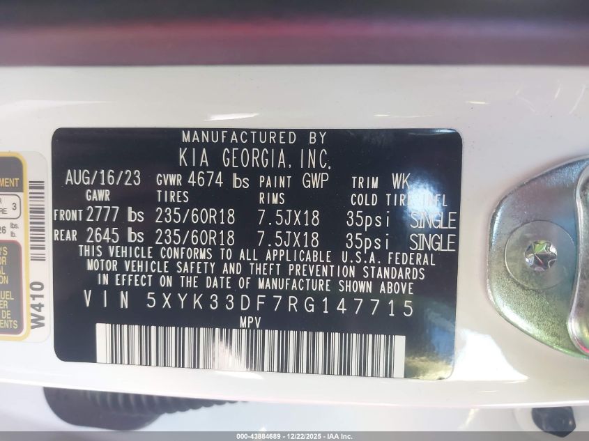 2024 Kia Sportage Ex VIN: 5XYK33DF7RG147715 Lot: 43884689
