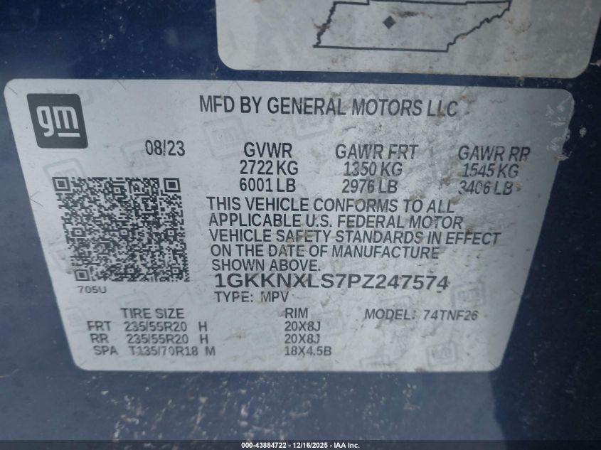 2023 GMC Acadia Awd Denali VIN: 1GKKNXLS7PZ247574 Lot: 43884722