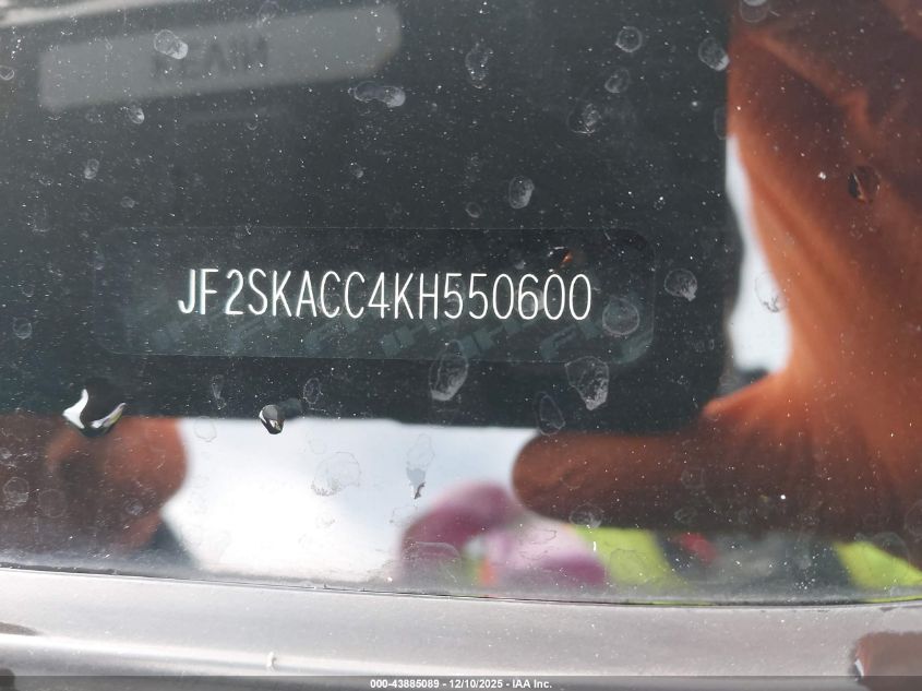 2019 Subaru Forester VIN: JF2SKACC4KH550600 Lot: 43885089