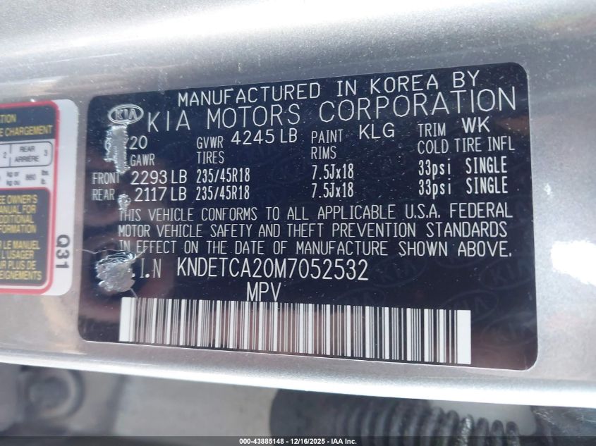 2021 Kia Seltos Sx Turbo VIN: KNDETCA20M7052532 Lot: 43885148